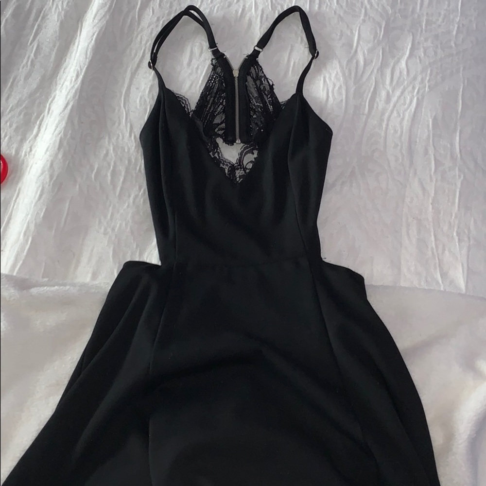 Black Lulus skater skirt Dress with back cut out